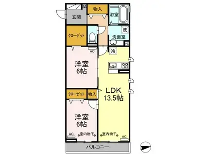 LAFFINAGE(2LDK/1階)の間取り写真