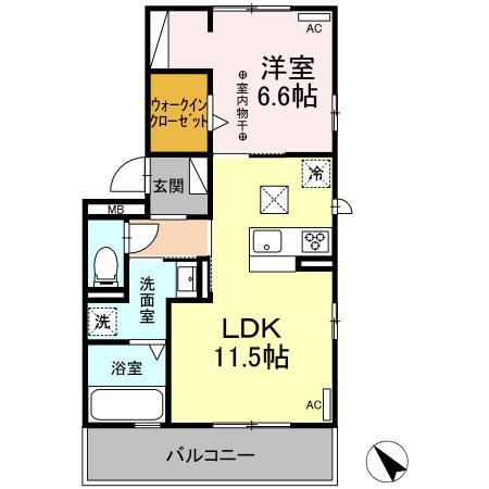 N FIELD(1LDK/1階)の間取り写真