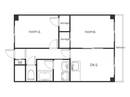 メゾン サンウエスト(2DK/3階)の間取り写真