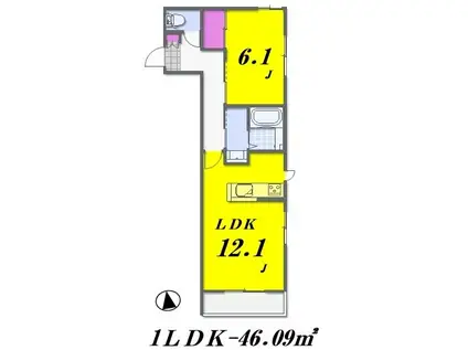 ARTURA若木アルトゥーラワカギ(1LDK/2階)の間取り写真