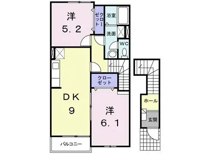 ラッフィナート ベル(2DK/2階)の間取り写真