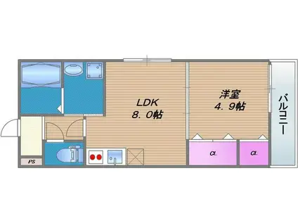 フジパレス城東永田II番館(1LDK/2階)の間取り写真
