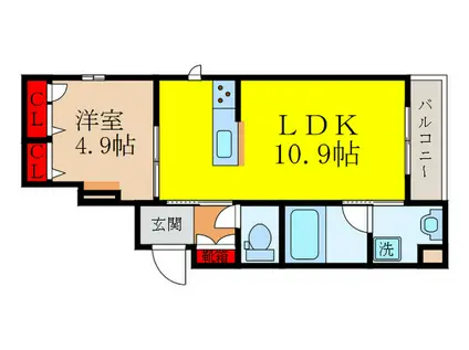 シャーメゾンシャルマン(1LDK/2階)の間取り写真