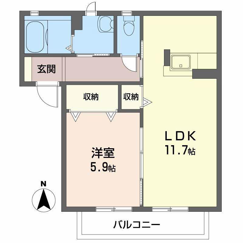 エスポワール(1LDK/1階)の間取り写真