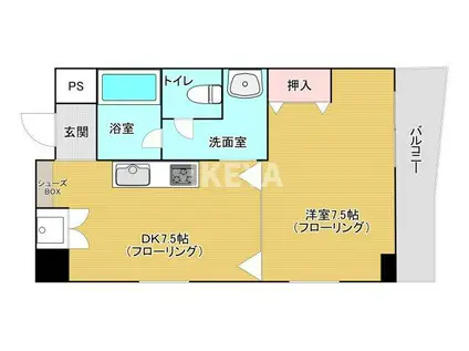 第2タナカハイツ(1DK/4階)の間取り写真