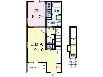 ポルト・ボヌールM I(1LDK/2階)の間取り写真