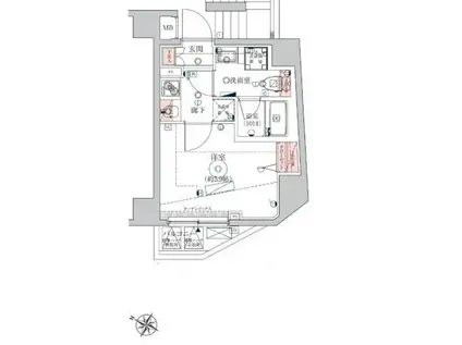 VERXEED横濱ウエスト(1K/3階)の間取り写真