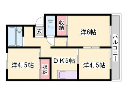 カーサ・リーゾ(3DK/1階)の間取り写真