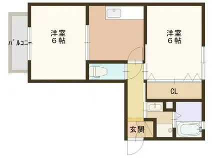 タウンコートE(2DK/2階)の間取り写真