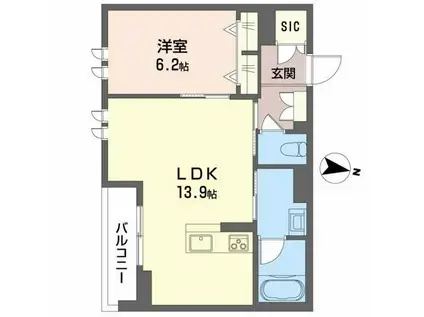 マーキュリー コート(1LDK/1階)の間取り写真