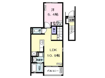 エムズステージ V(1LDK/2階)の間取り写真