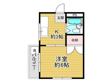 コーポピアIII(1K/2階)の間取り写真