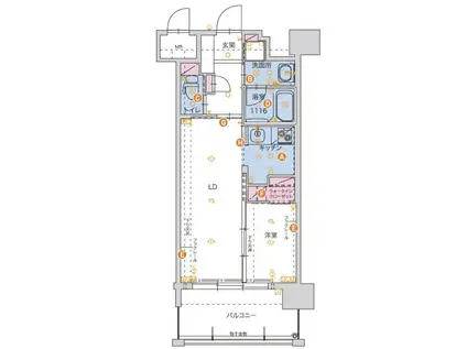 アルファシオサウスフォンテ(1LDK/11階)の間取り写真
