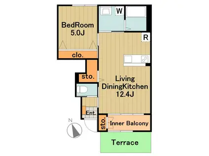 ジュアン(1LDK/1階)の間取り写真