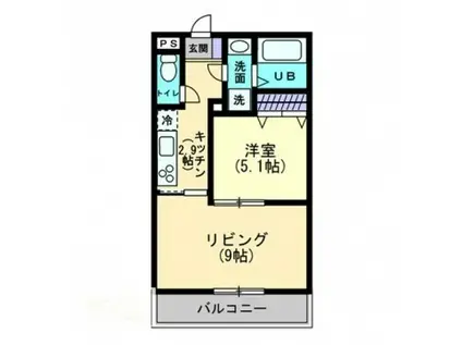 アルーア西町(1LDK/3階)の間取り写真