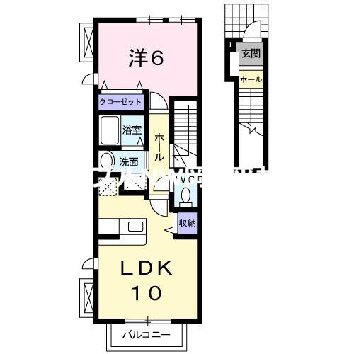 ベル アンジュ(1LDK/2階)の間取り写真