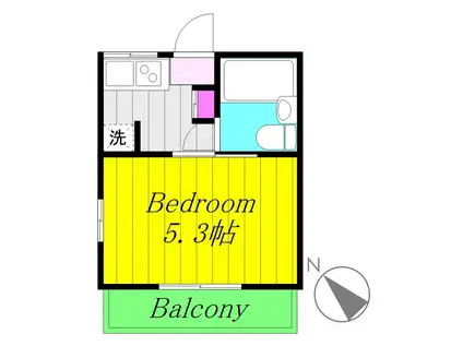 フォレット西生田(1K/2階)の間取り写真