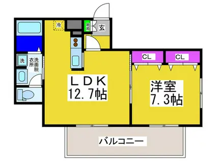 メゾン玉造(1LDK/3階)の間取り写真