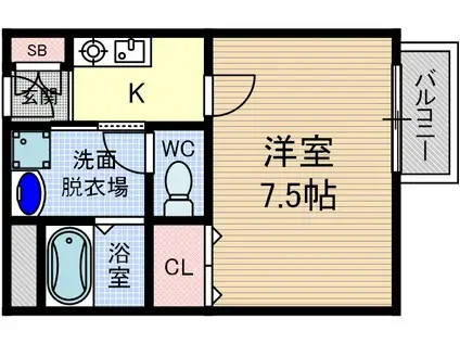アンプルール茨木(1K/2階)の間取り写真