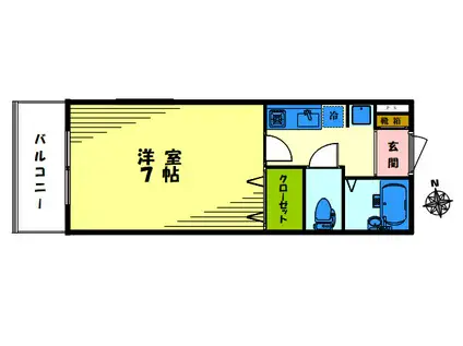 ラカサデセイヴィ(1K/2階)の間取り写真