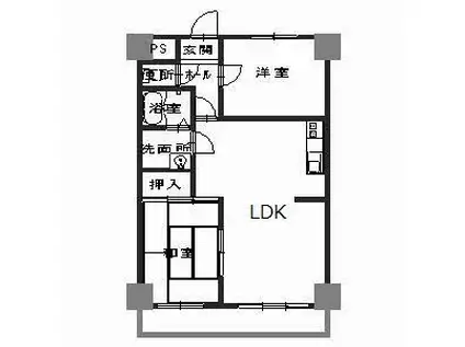 エレナ和歌浦(2LDK/1階)の間取り写真