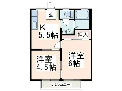 中山コーポA棟(2K/2階)の間取り写真