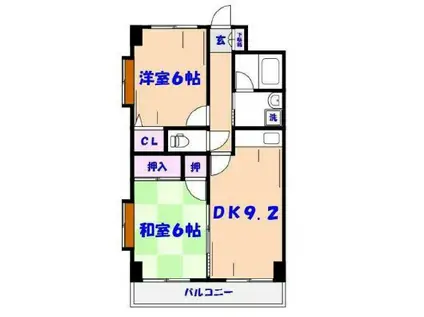 アミュゼ壱番館(2DK/3階)の間取り写真