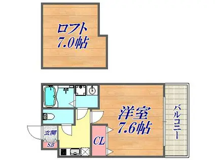 ワコーレヴィアーノ神戸上筒井通イースト(1K/1階)の間取り写真