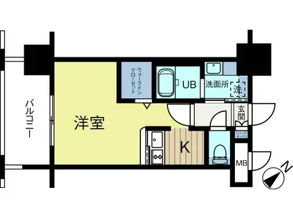 エンクレストベイ天神東II(1K/11階)の間取り写真