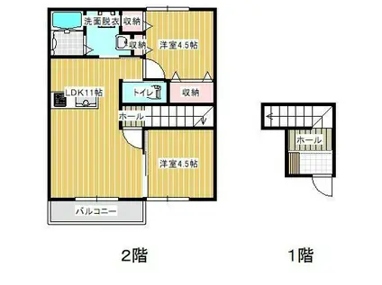 エルメゾン赤坂A棟(2LDK/2階)の間取り写真