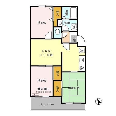 ヴァンベール神山II(3LDK/3階)の間取り写真