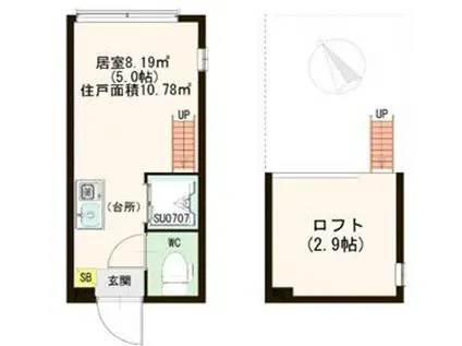 ハーモニーテラス南砂III(ワンルーム/1階)の間取り写真