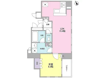 グランカーサ銀座イースト(1LDK/3階)の間取り写真