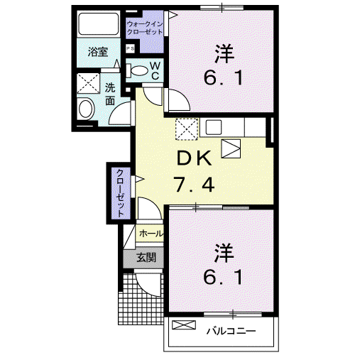 リバーサイド恵比寿(2DK/1階)の間取り写真