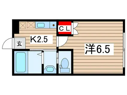 ミーム浜野(1K/2階)の間取り写真
