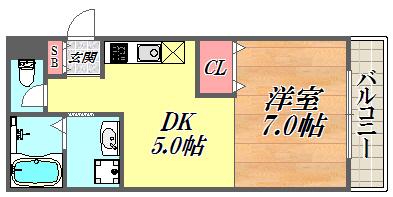 奥ハイツⅡ(1DK/1階)の間取り写真