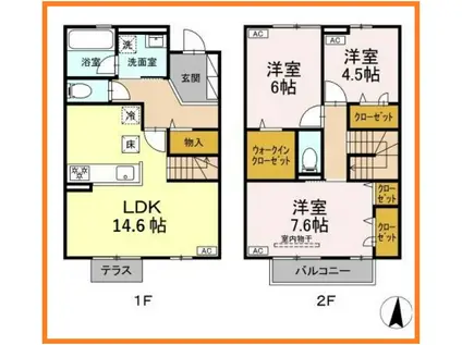 ロイヤル神木(3LDK/1階)の間取り写真