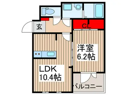 アンテムノン(1LDK/2階)の間取り写真