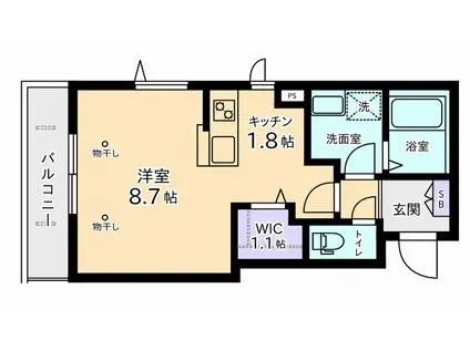グリシーヌ(ワンルーム/3階)の間取り写真