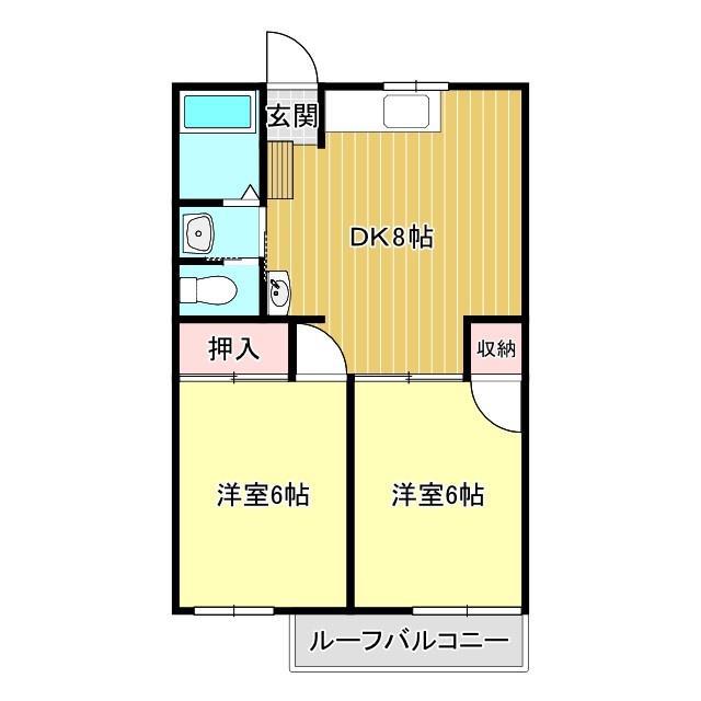 ハイツ朝(2DK/1階)の間取り写真