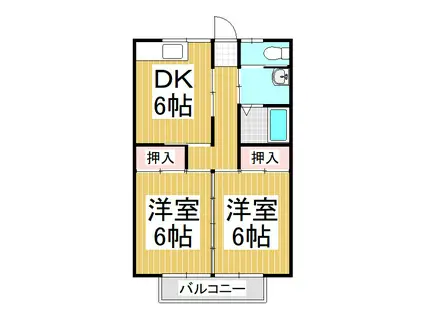 第2ハイツ山本(2DK/2階)の間取り写真