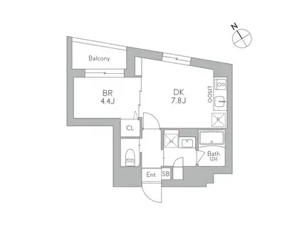 J.リヴェール武蔵小山ウエスト(1DK/2階)の間取り写真