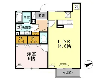 グレイスハイム(1LDK/1階)の間取り写真
