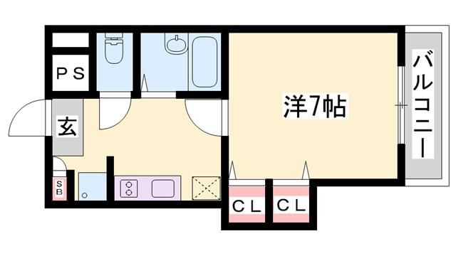 ジュネス神屋町(1K/8階)の間取り写真