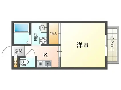 サンモールE棟(1K/2階)の間取り写真