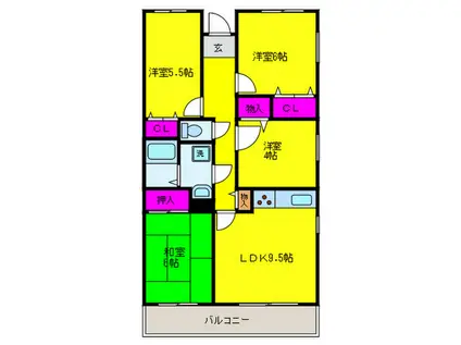 ウエスト関空泉南ハイツ(4LDK/1階)の間取り写真