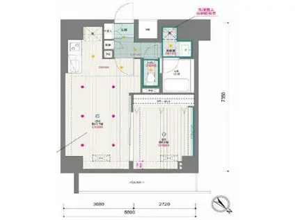 ドゥーエ月島(1LDK/8階)の間取り写真