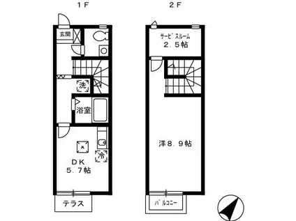 CASAJR箱崎II(1DK/1階)の間取り写真