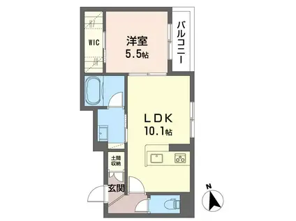 ベルグリシーヌ(1LDK/2階)の間取り写真