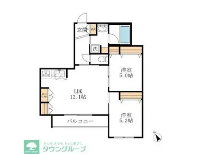 生田1丁目メゾン(2LDK/3階)の間取り写真
